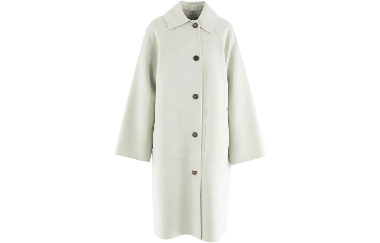 LOEWE Raglan Wool And Cashmere Coat Olive Green