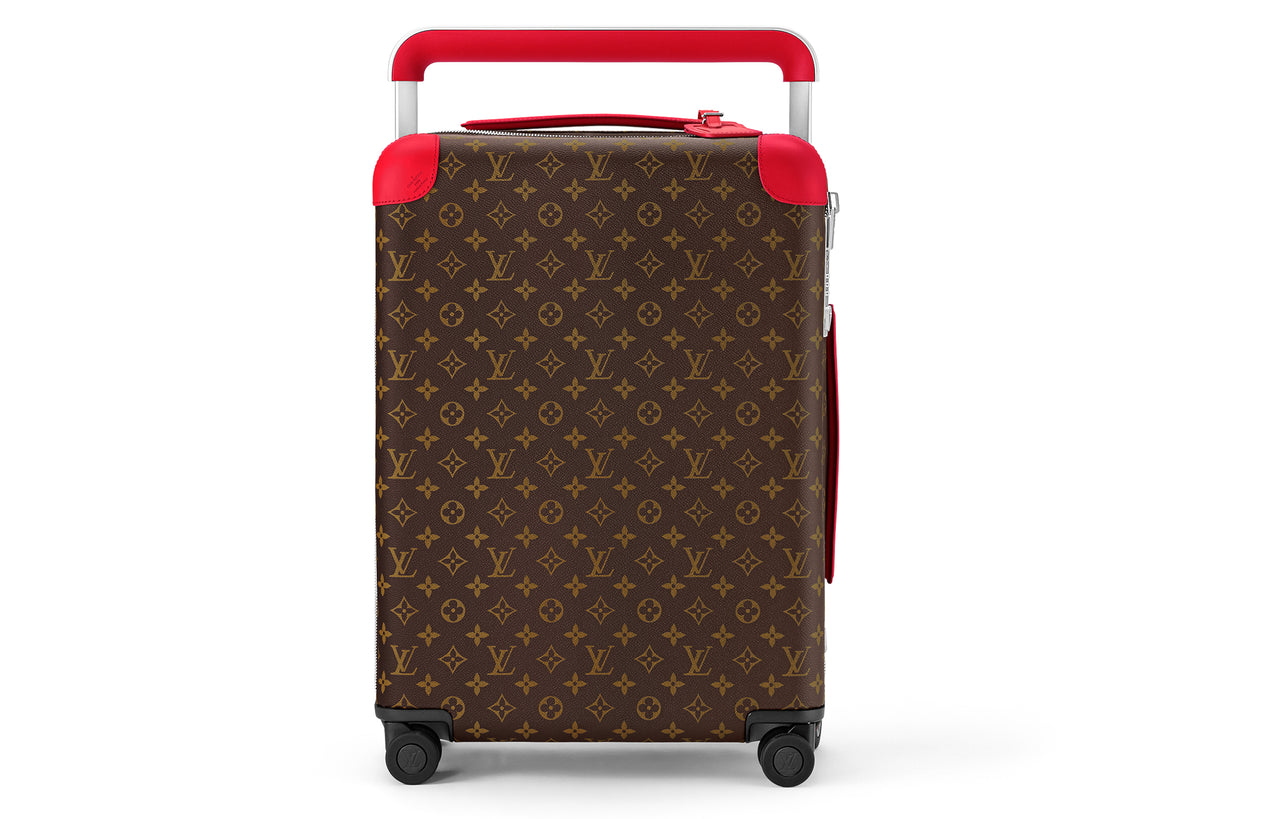 LOUIS VUITTON Coated Canvas Cow Leather Patchwork Trim Suitcase Luggage 20 Inch Men's Brown & Blush