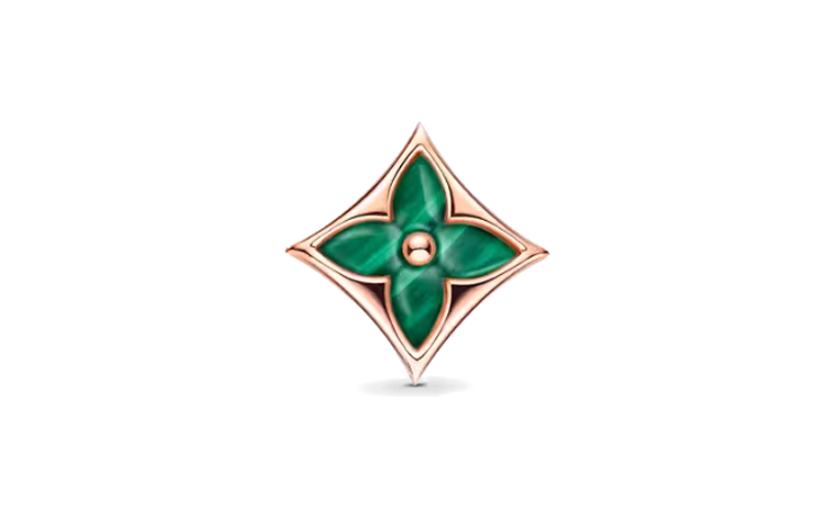 LOUIS VUITTON 18K Rose Gold Stud Earrings Women's Green