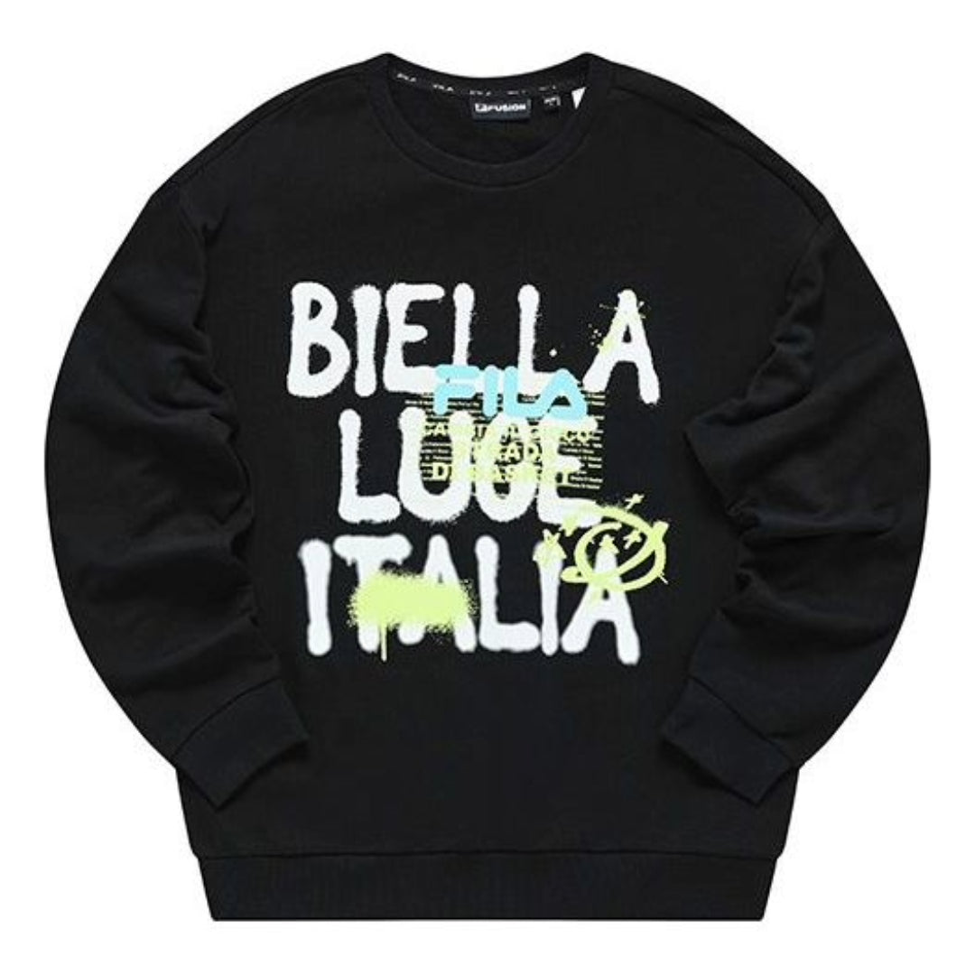 FILA FUSION Letter Printed Sweatshirt 'Black White' T11M235205F-BK