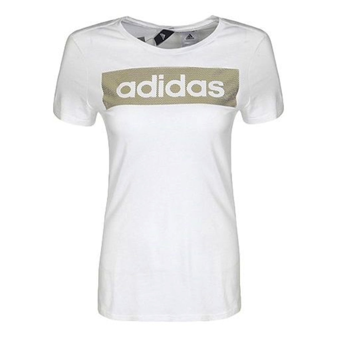 (WMNS) adidas Essentials Logo T-Shirt Asia Sizing 'White Gold' CD1981