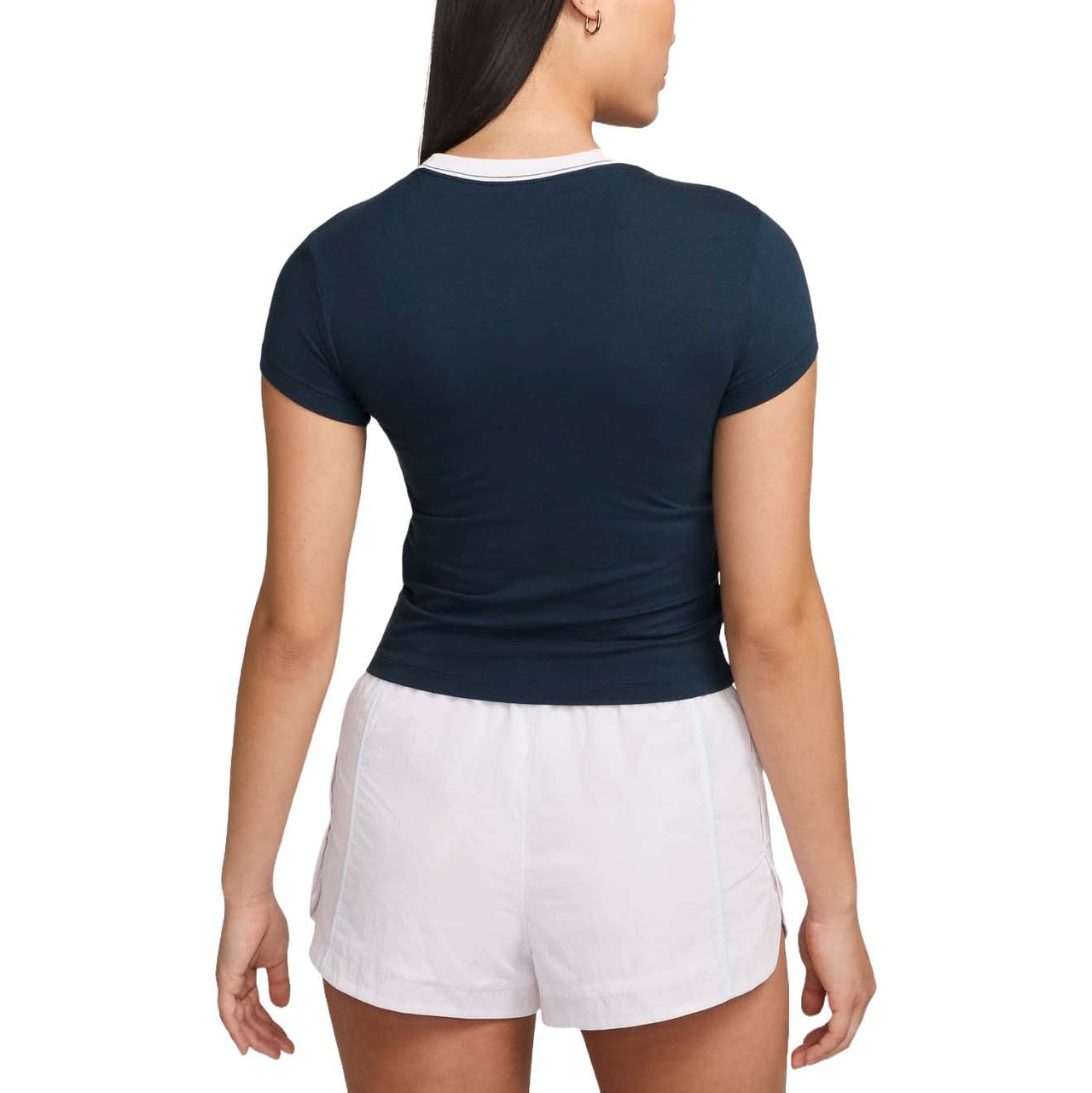(WMNS) Nike Sportswear Chill Knit Crop T-shirt Asia Sizing 'Navy White' HF8820-478