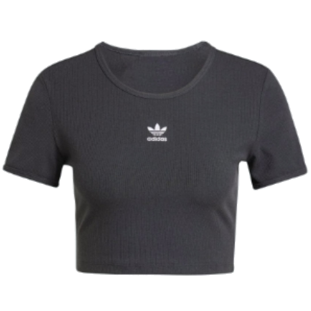 (WMNS) adidas Essentials Ribbed T-Shirt 'Black; Asia Sizing IY9666