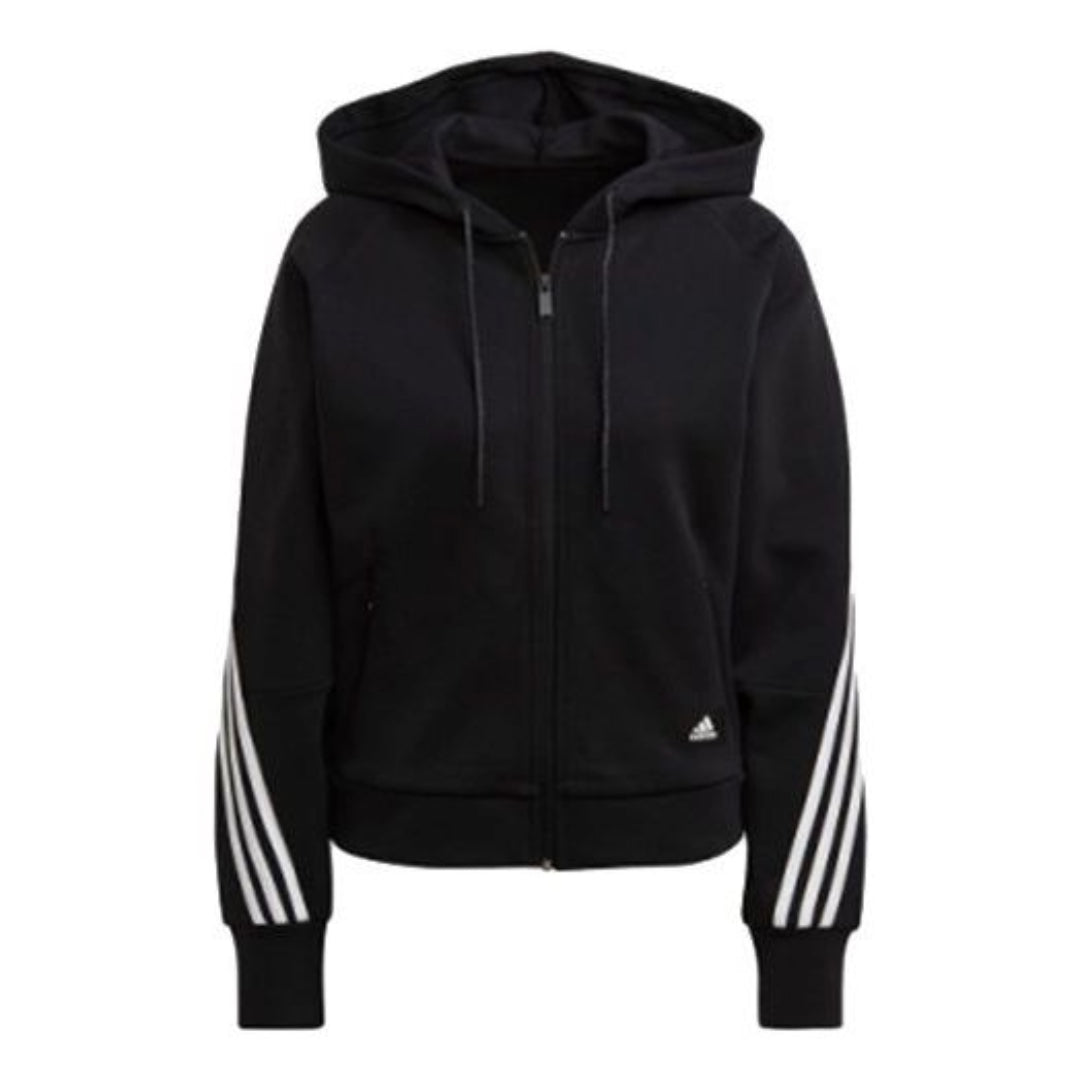 (WMNS) adidas Sportswear Wrapped 3-Stripes Full-Zip Hoodie Asia Sizing 'Black White' GL0339