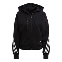 (WMNS) adidas Sportswear Wrapped 3-Stripes Full-Zip Hoodie Asia Sizing 'Black White' GL0339