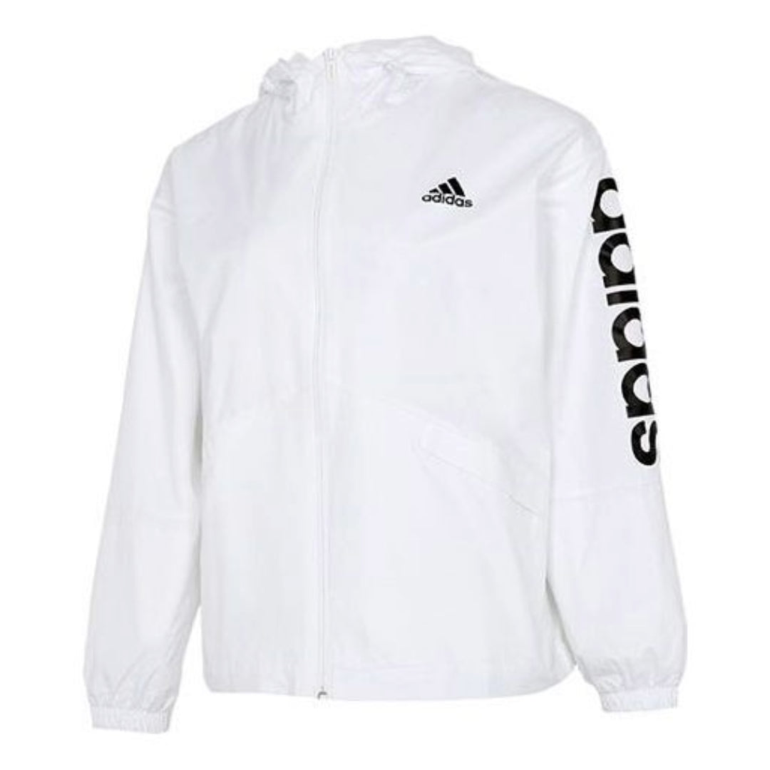 (WMNS) adidas Essentials Oversize Logo Windbreaker Asia Sizing 'White Black' GL0647