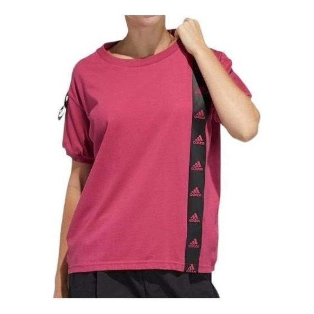 (WMNS) adidas Badge of Sport 2 T-Shirt Asia Sizing 'Pink Black' GP0342