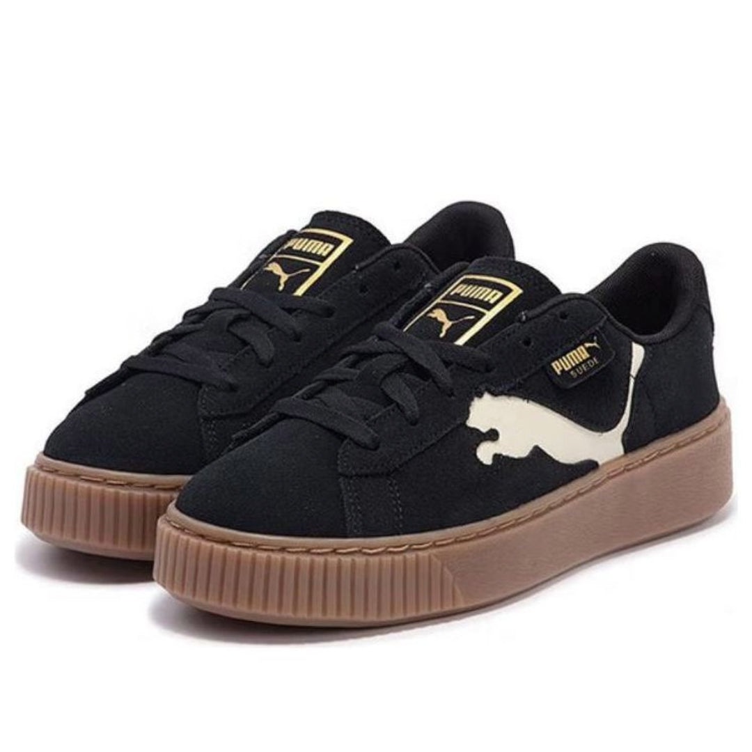 (WMNS) PUMA Suede Platform Cutout 'Black White Brown' 397233-01