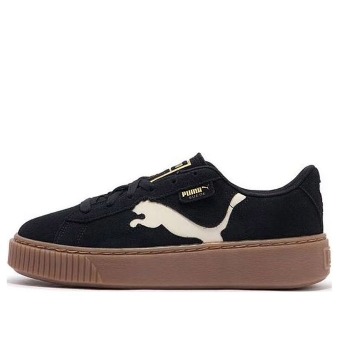 (WMNS) PUMA Suede Platform Cutout 'Black White Brown' 397233-01