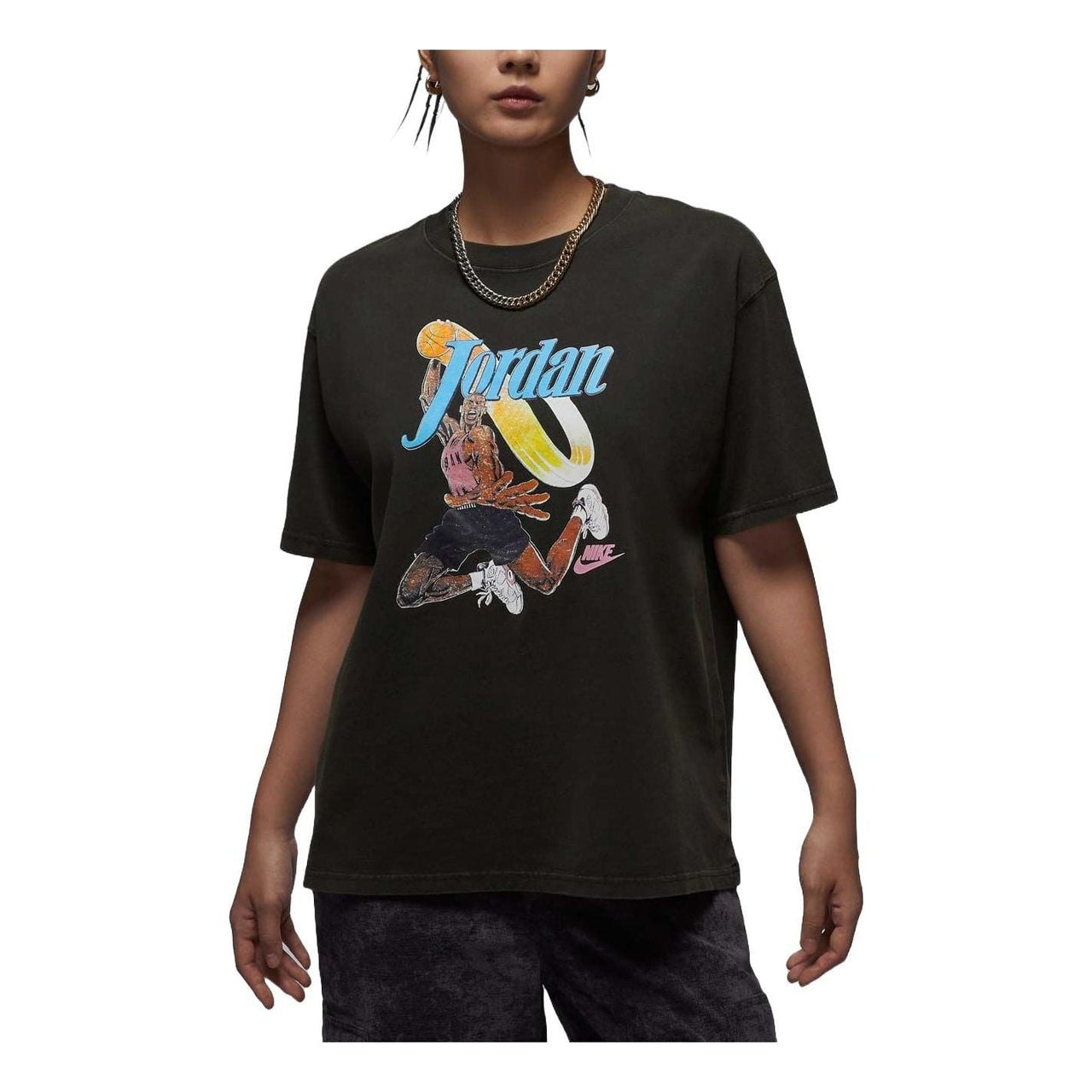 (WMNS) Air Jordan Graphic T-shirt Asia Sizing 'Black' FV7123-045