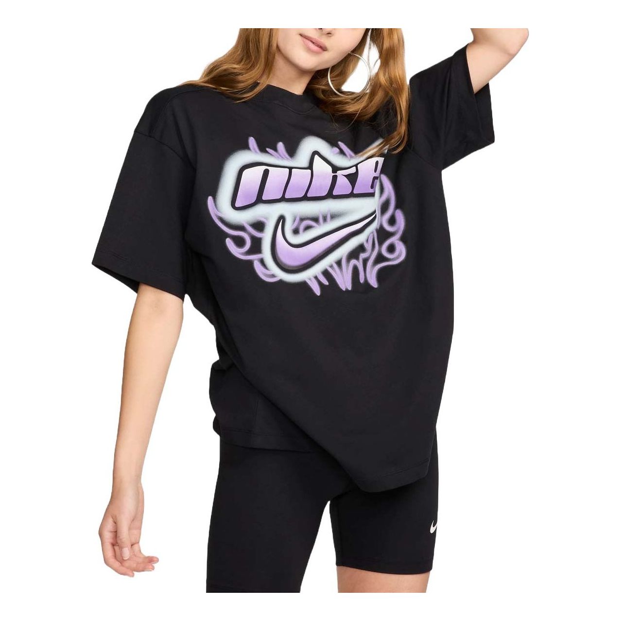 (WMNS) Nike Sportswear Oversized T-shirt Asia Sizing 'Black' FZ1147-010