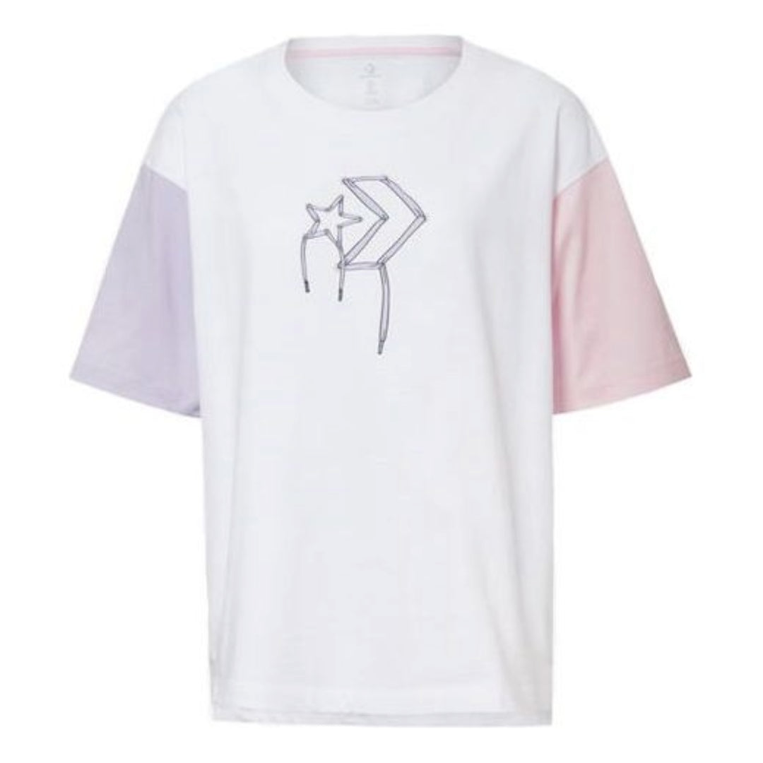 (WMNS) Converse Logo Printed T-Shirt 'White Pink' 10020854-A01