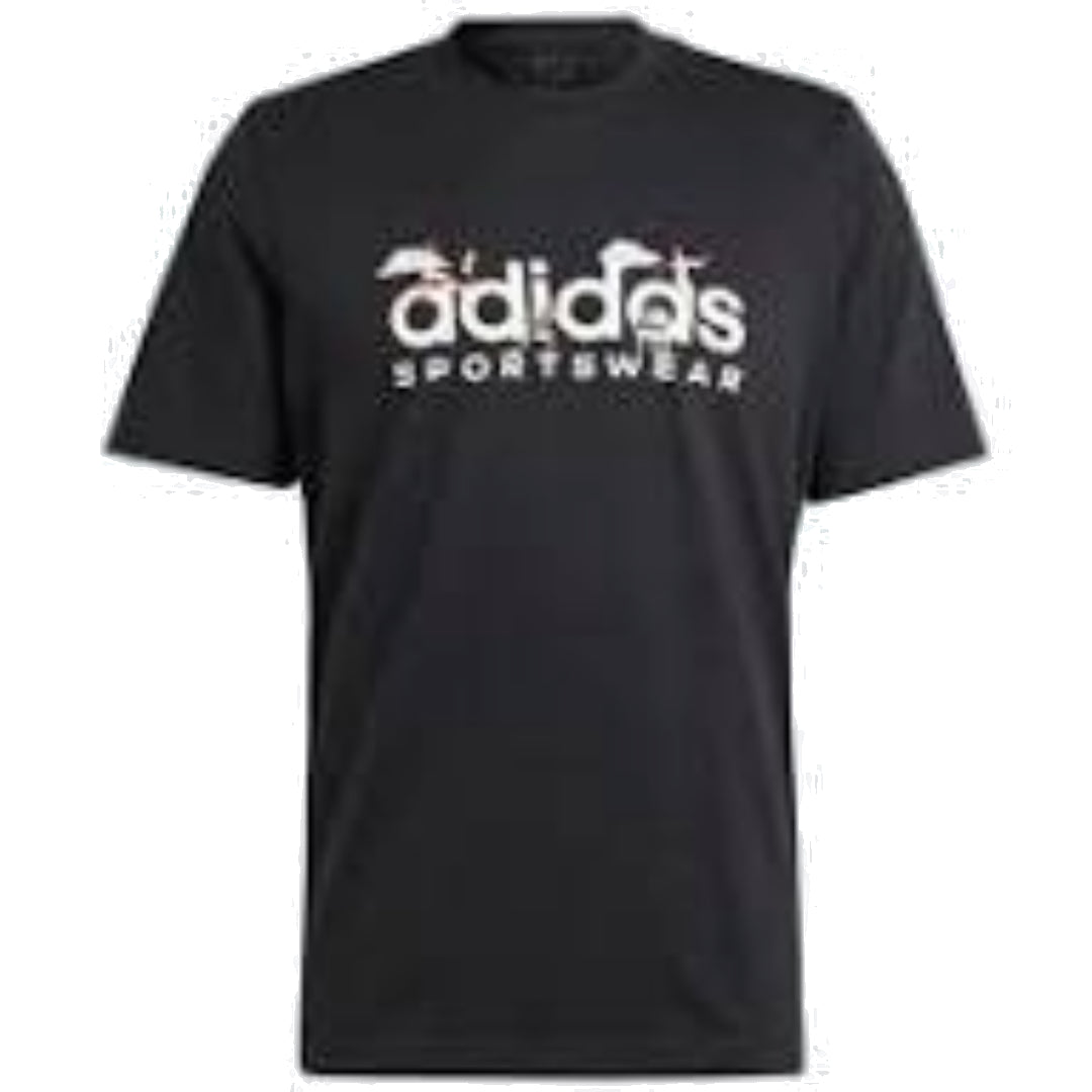 adidas Landscape Sportswear Graphic T-Shirt Asia Sizing 'Black White' IS2863
