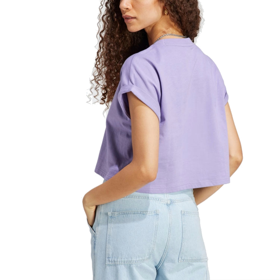(WMNS) adidas Adicolor Classics Short Trefoil T-Shirt Asia Sizing 'Purple White' IC5468