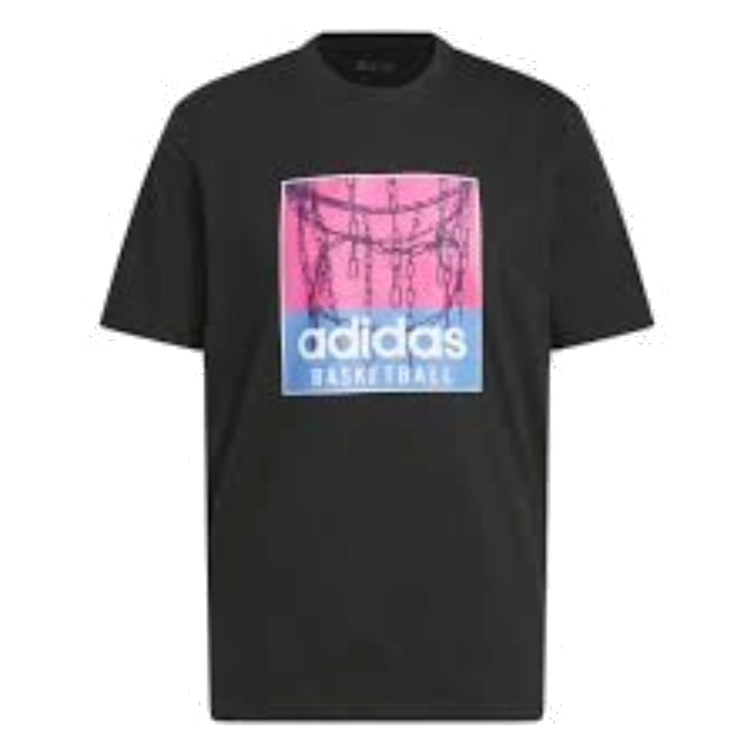 adidas Chain Net Basketball Graphic T-Shirt 'Black Pink Blue' IC1862
