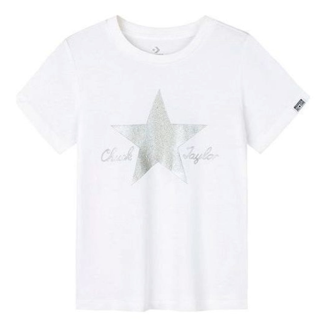 (WMNS) Converse Logo Printed T-Shirt 'White Silver' CV2422070GS-001