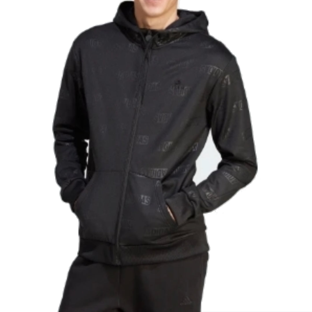 adidas Original Embossed Polar Fleece Full-Zip Hoodie 'Black' IJ6427