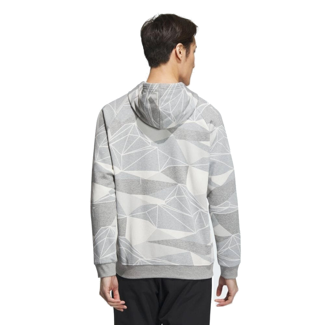 adidas Geometric Half-Zip Long Sleeve Hoodie 'White Grey' IA2623