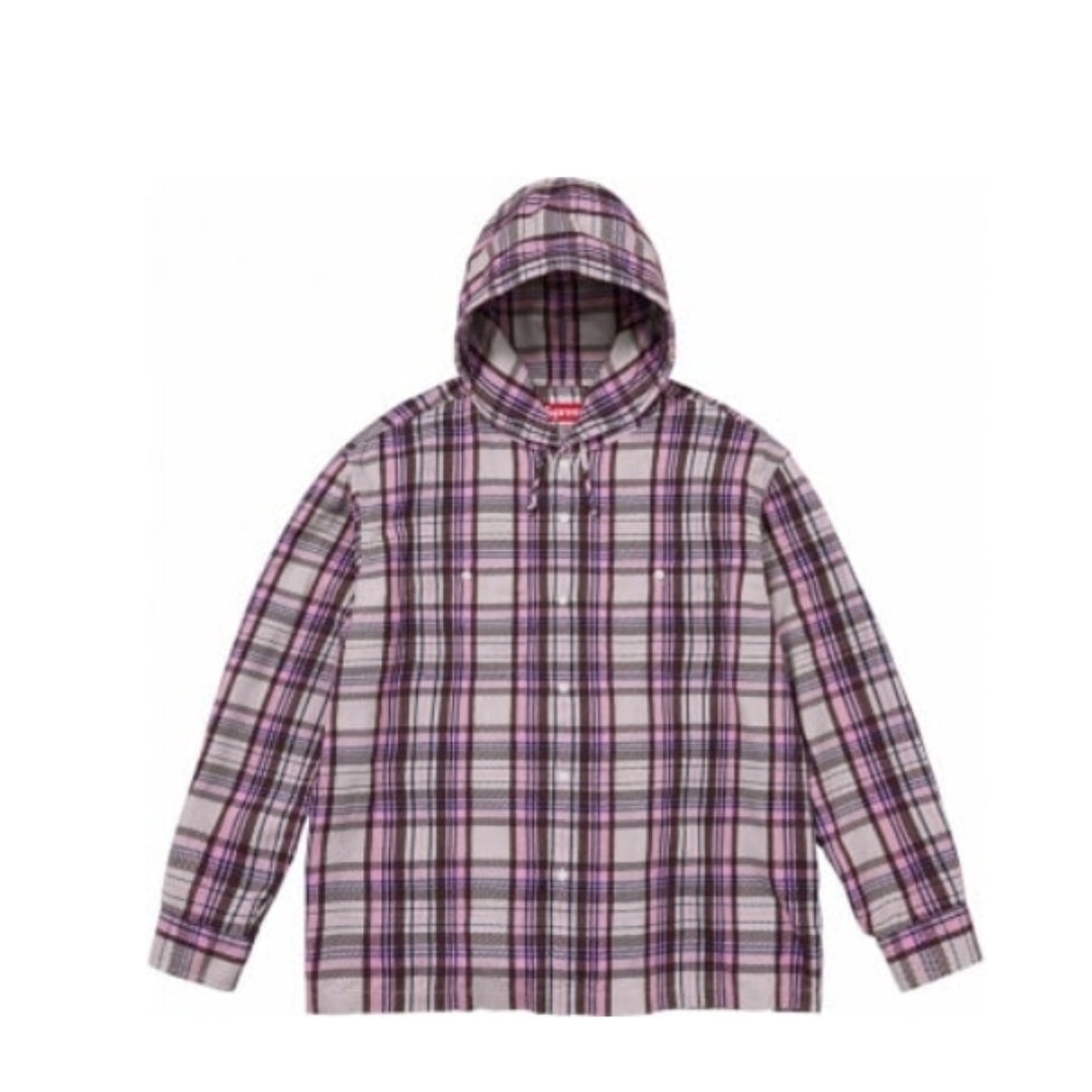 Supreme Printed Hooded Flannel Shirt 'Pink White' SUP-SS24-189