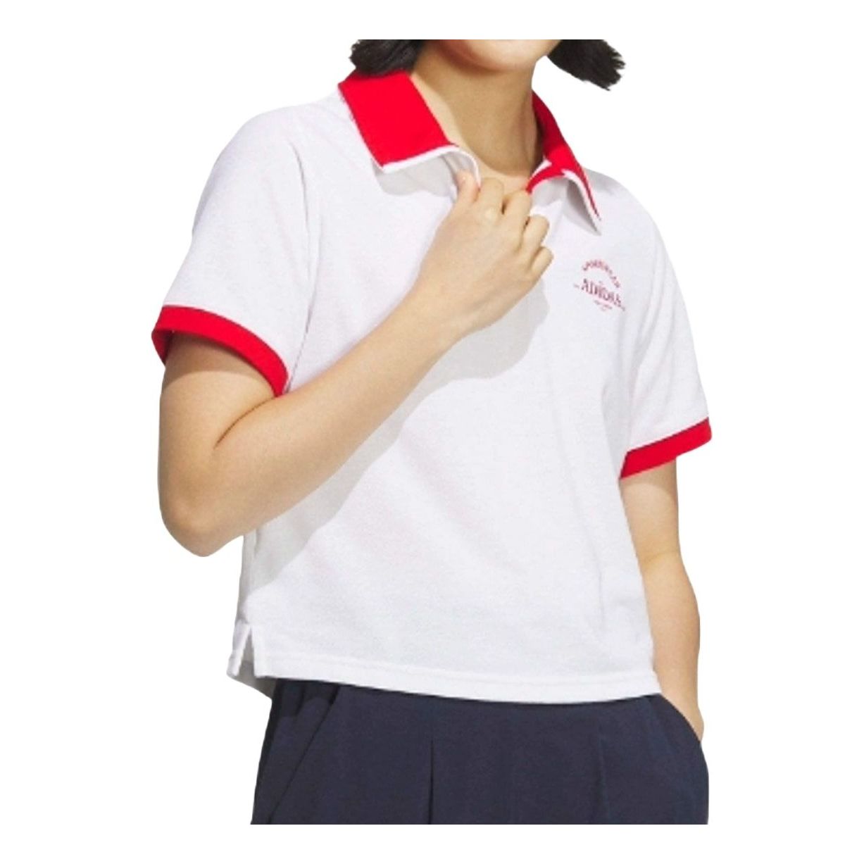 (WMNS) adidas VERBIAGE Polo T-Shirt 'White Red' JC8685