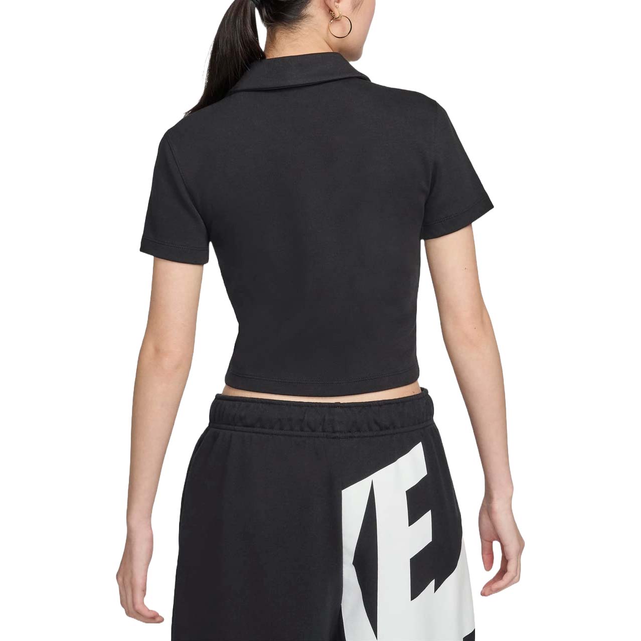 (WMNS) Nike Sportswear Essential Polo Shirt Asia Sizing 'Black White' DV7885-010