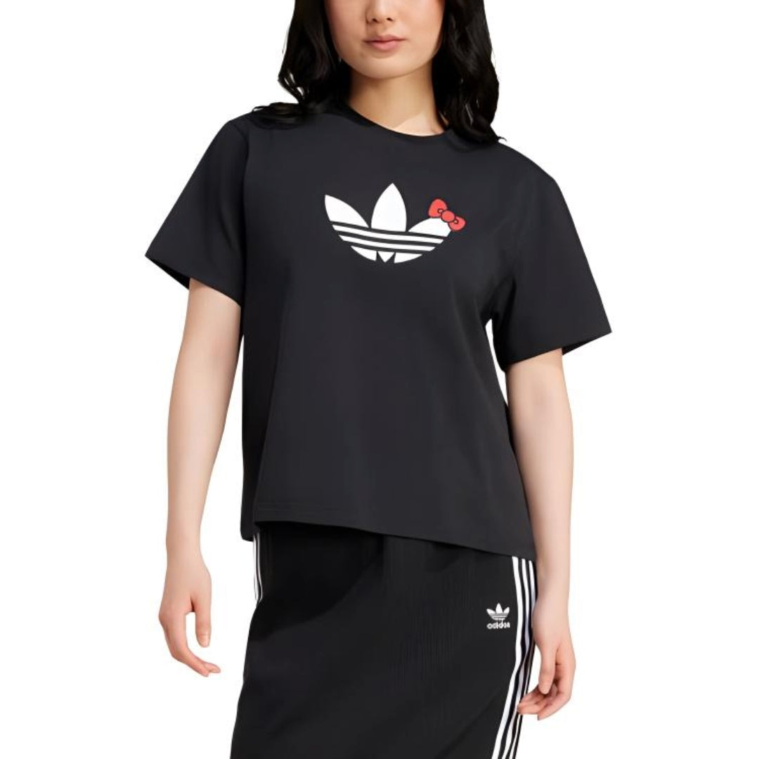 (WMNS) adidas Originals Hello Kitty T-Shirt Asia Sizing 'Black White' IX7878