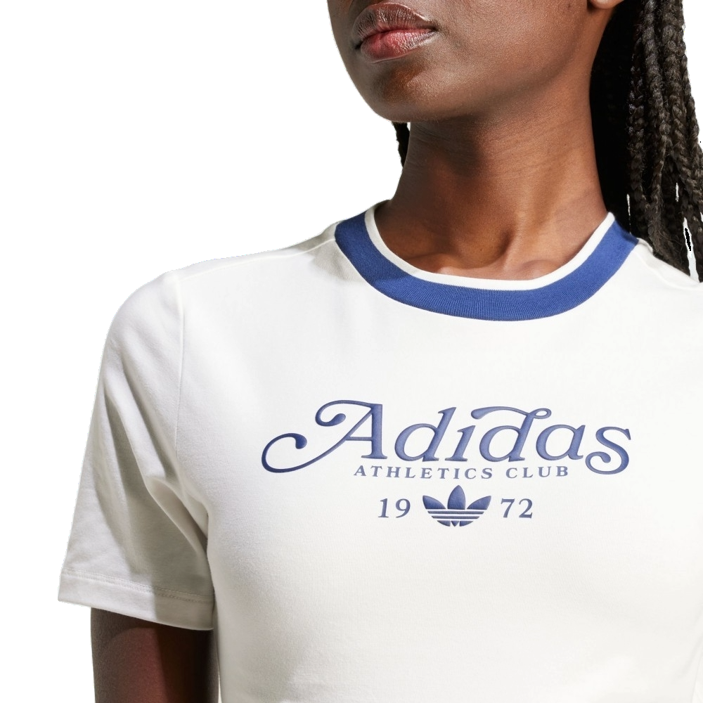 (WMNS) adidas Graphic Badge Slim 3-Stripes T-Shirt 'White Blue' IX3532