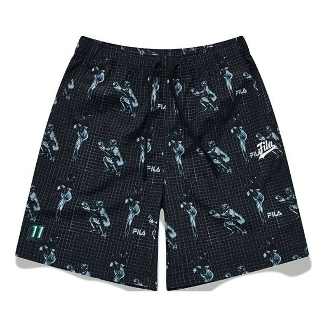 FILA FUSION Full Print Baseball Woven Sports 5-Inch Shorts 'Black Teal' T11M132601F-BK