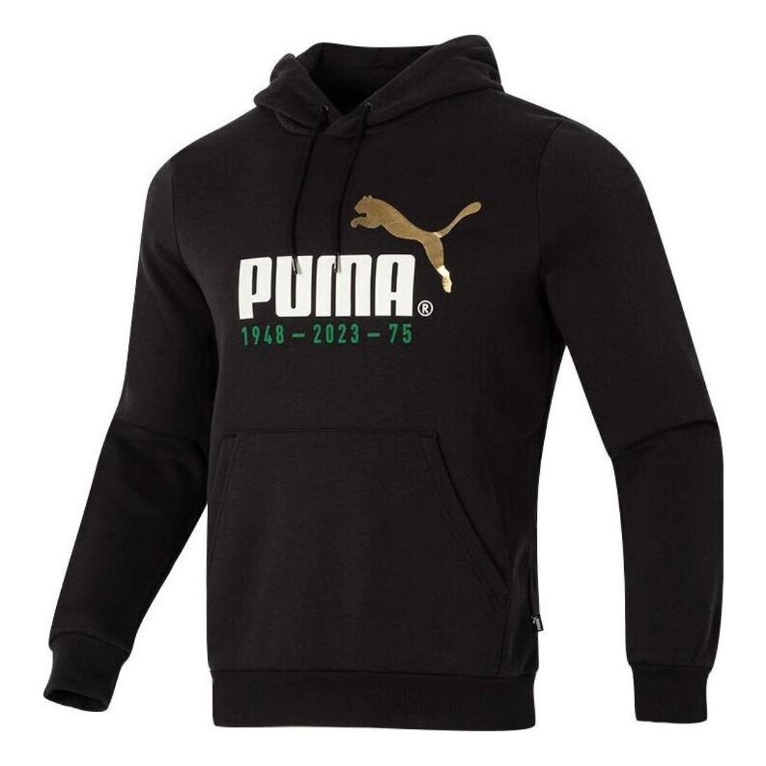 PUMA Logo Printed Casual Hoodie 'Black White' 678413-01