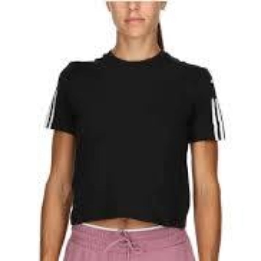 (WMNS) adidas Train Essentials Train Cotton 3-Stripes Crop T-Shirt Asia Sizing 'Black' HR7843