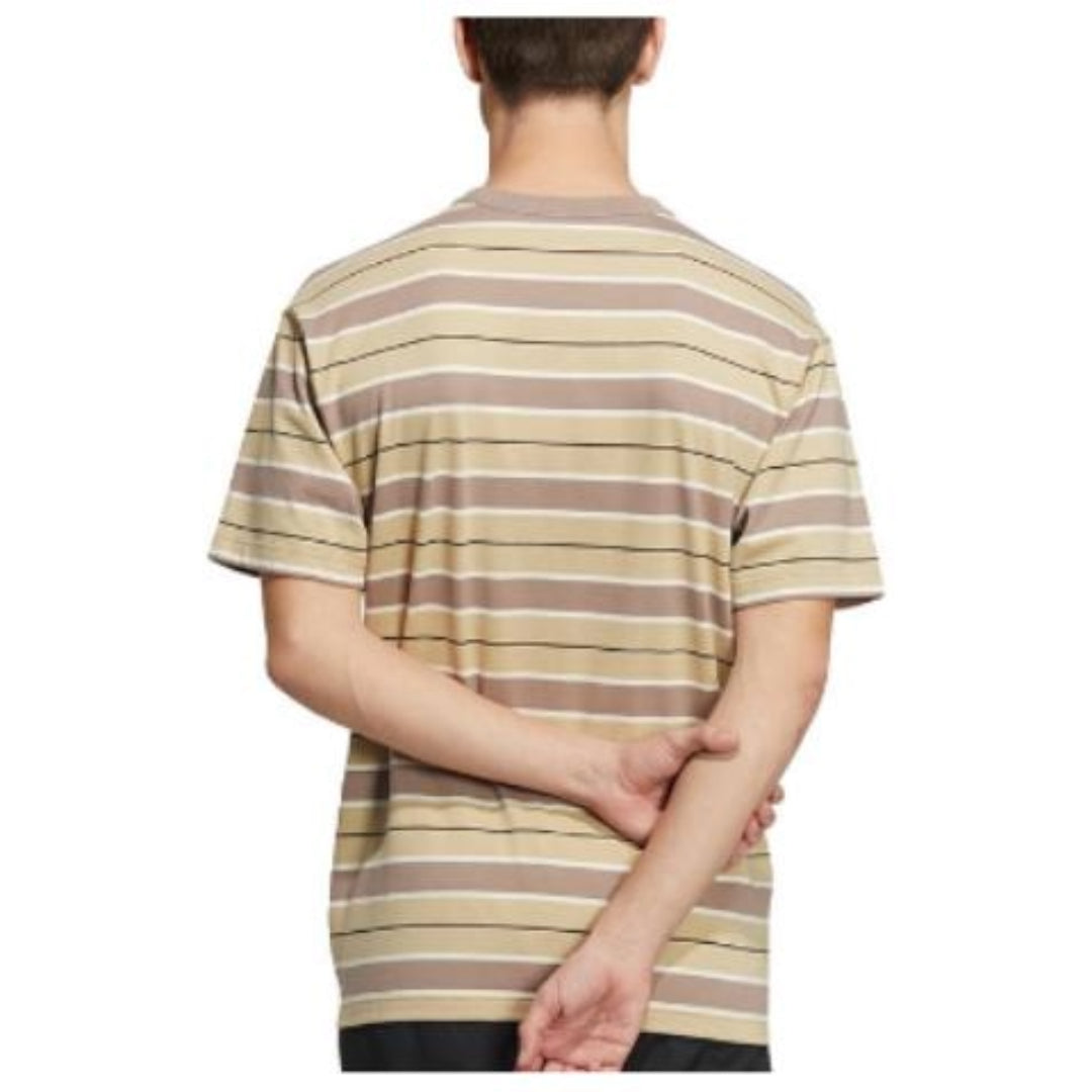 adidas Striped Logo Print Casual T-Shirt 'Tan' HS4383