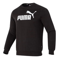 PUMA Letter Print Fleece Pullover Sweatshirt 'Black White' 682722-01