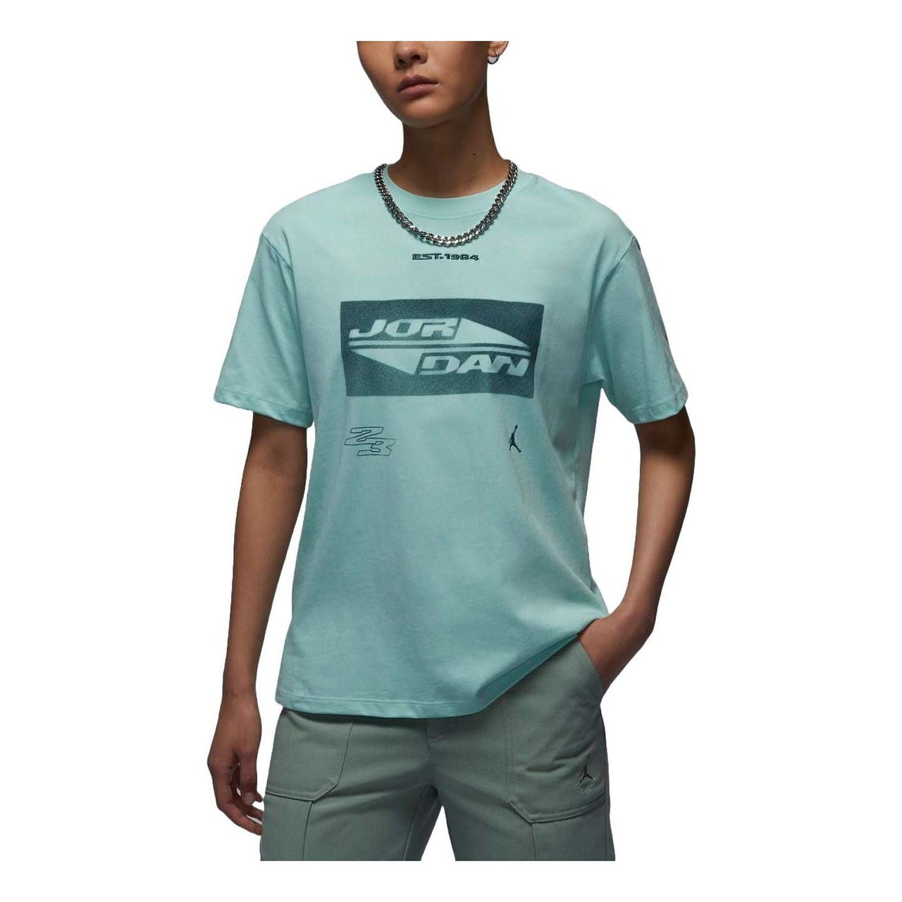 (WMNS) Air Jordan Graphic T-shirt Asia Sizing 'Mint Blue' FV7135-368