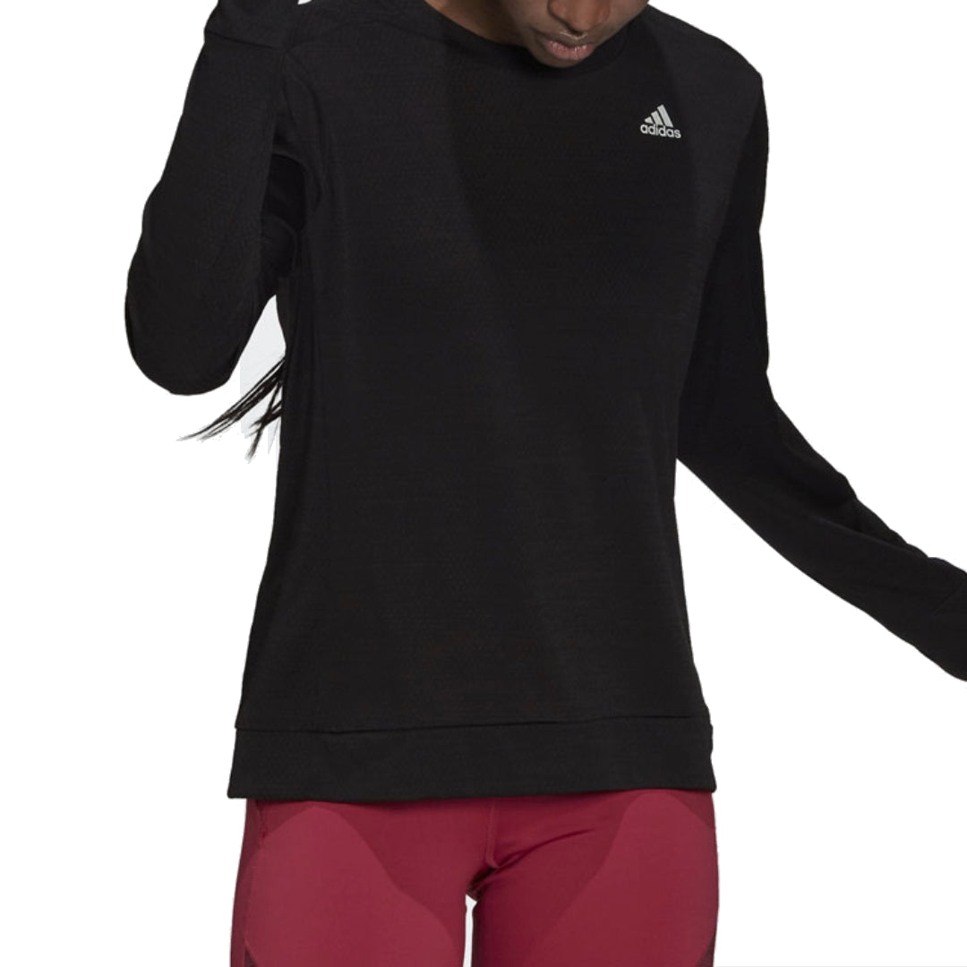 (WMNS) adidas Cooler Long Sleeve Running T-Shirt Asia Sizing 'Black' GK3764