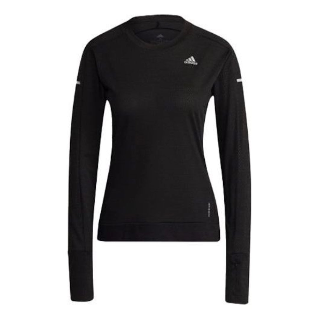 (WMNS) adidas Cooler Long Sleeve Running T-Shirt Asia Sizing 'Black' GK3764