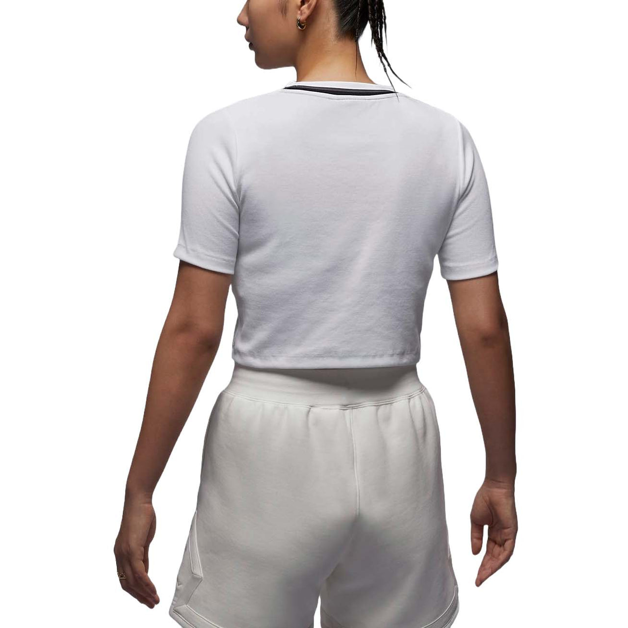 (WMNS) Air Jordan Knit Crop T-shirt Asia Sizing 'White Black' FV7090-100