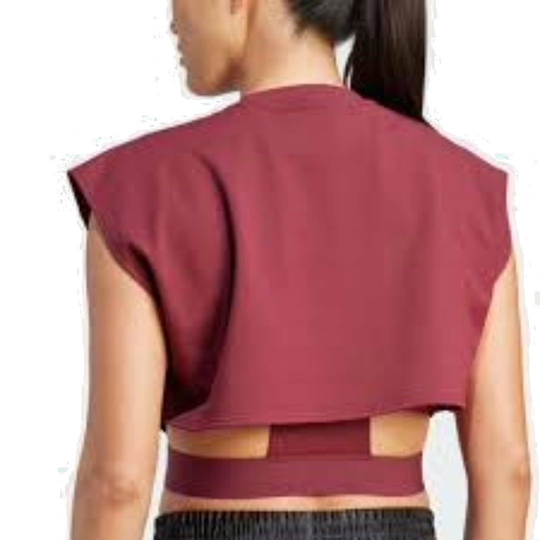 (WMNS) adidas Power AEROREADY Crop Sleeveless T-Shirt 'Bugundy' IM2708