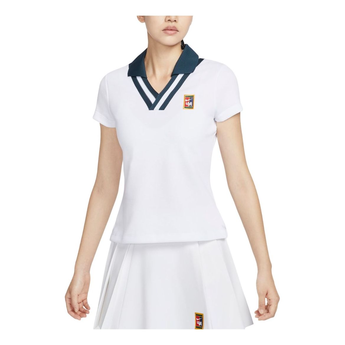 (WMNS) Nike Women by YOON Short Sleeve Polo Shirt Asia Sizing 'White Armory Navy' FZ0277-100