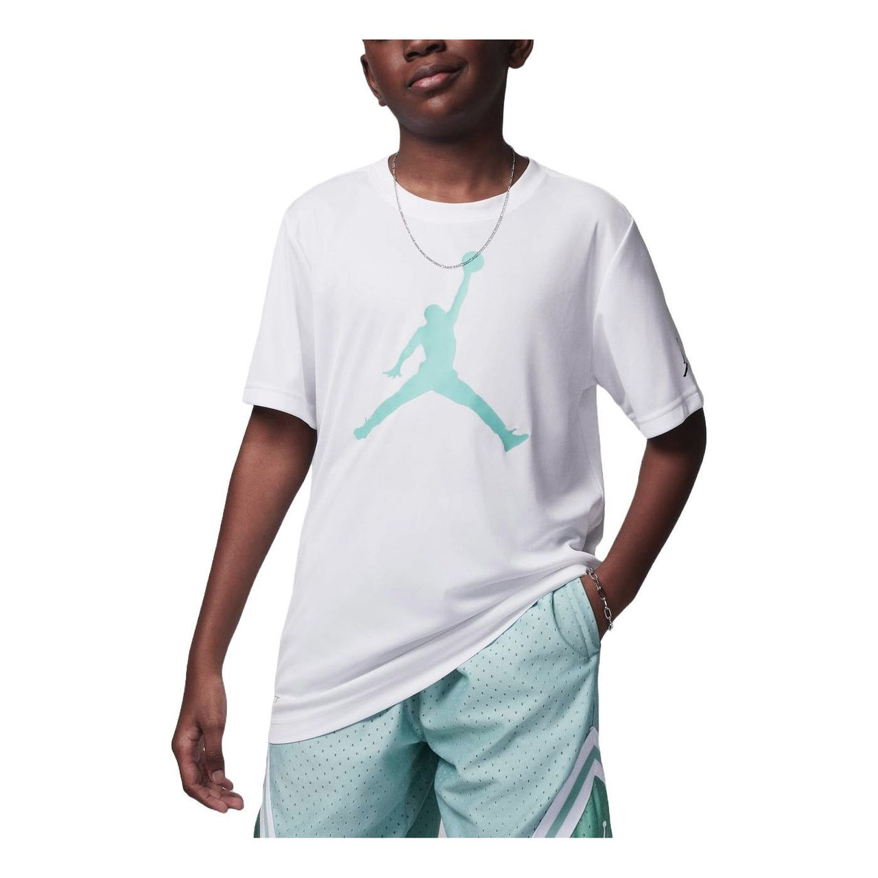 (GS) Air Jordan Dri-FIT Graphic T-shirt 'White Mint Green' HA2543-100