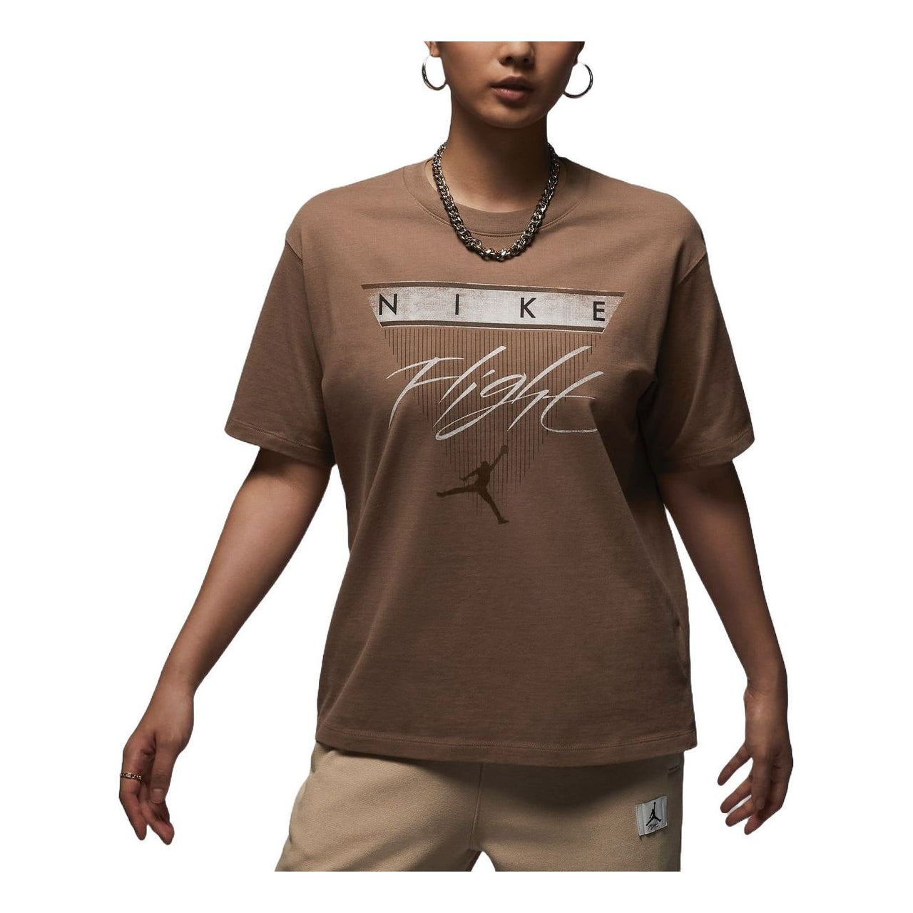 (WMNS) Air Jordan Flight Heritage Graphic T-shirt Asia Sizing 'Brown' FQ3241-223
