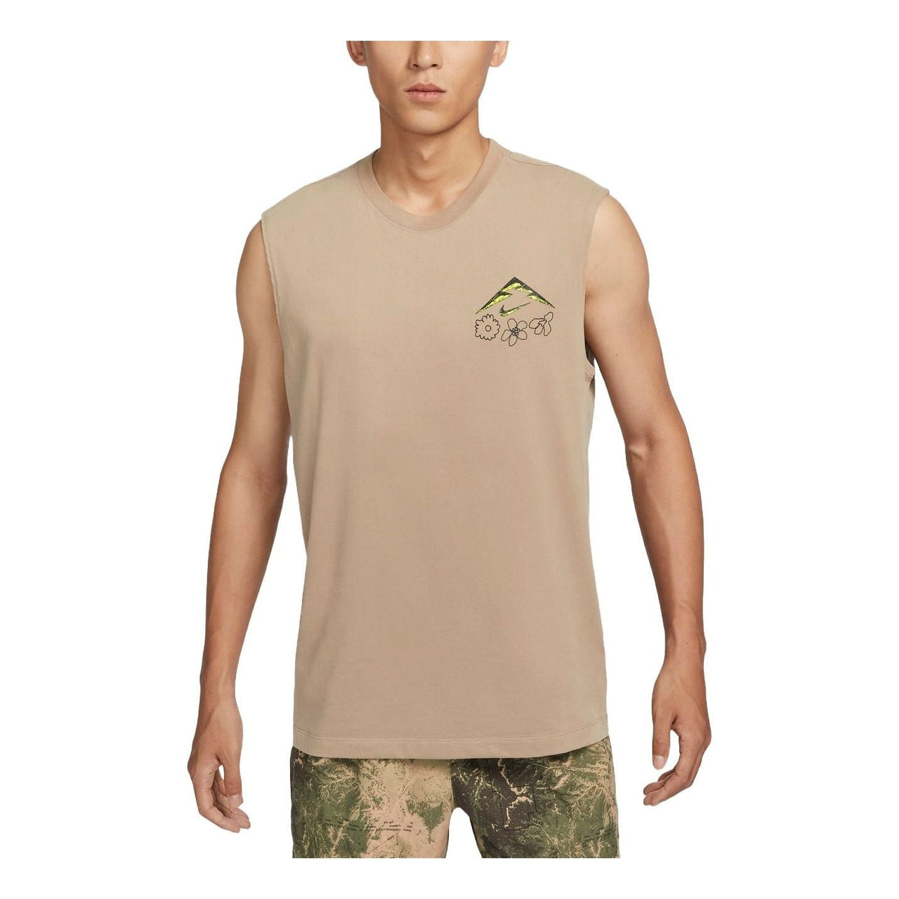 Nike Dri-FIT Graphic Running Tank Asia Sizing 'Khaki' FZ8053-247