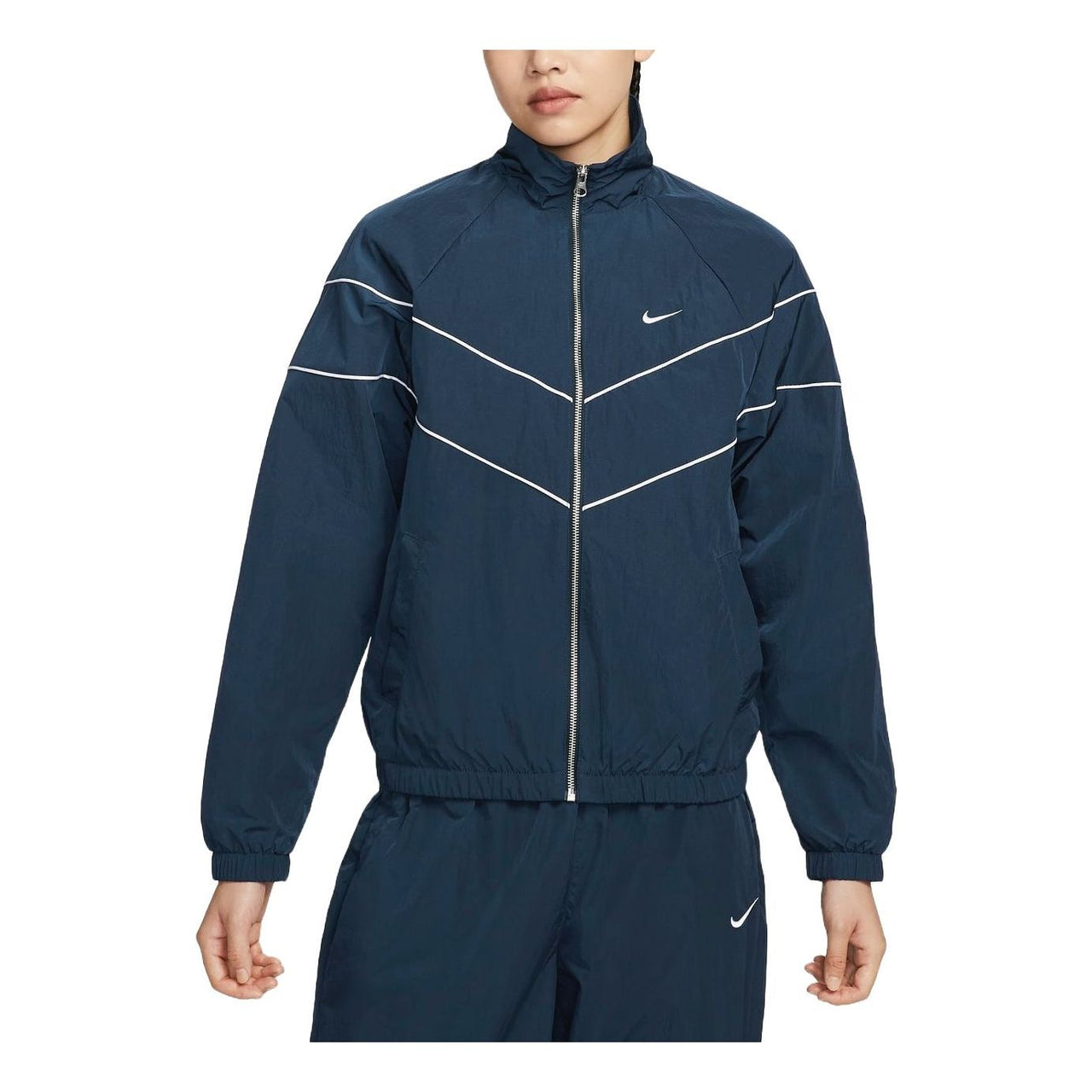 (WMNS) Nike Windrunner Loose UV Woven Full-Zip Jacket Asia Sizing 'Armory Navy White' FV6305-480