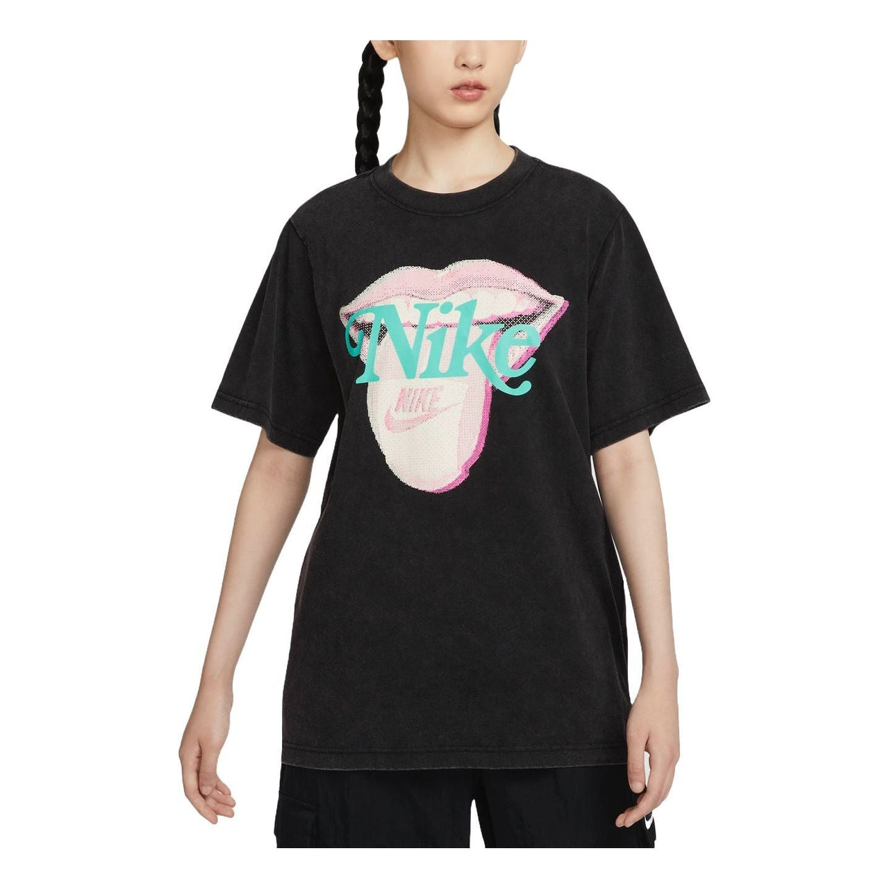 (WMNS) Nike Sportswear Essential Graphic T-shirt Asia Sizing 'Black' HM4594-010