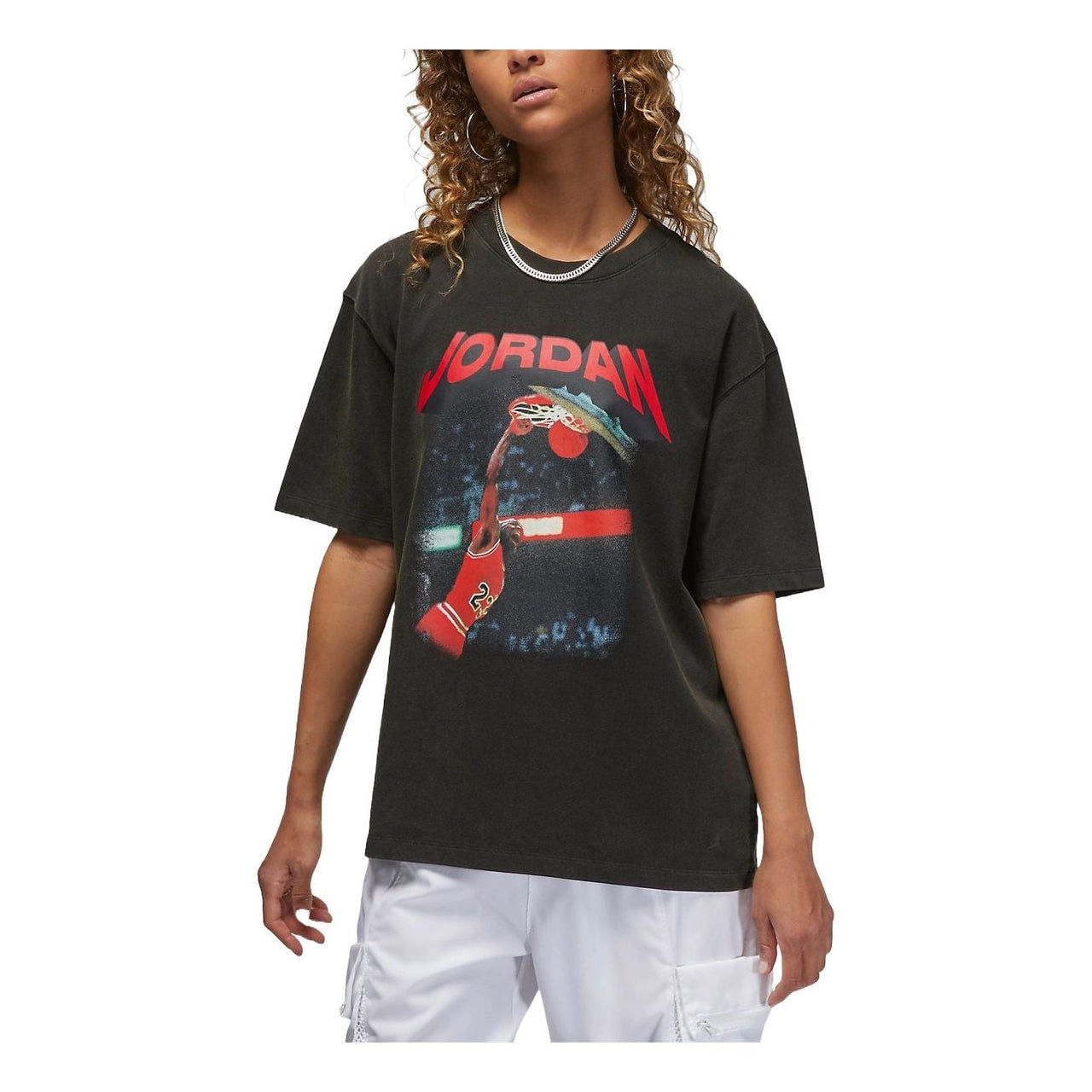 (WMNS) Air Jordan Heritage Graphic T-Shirt 'Washed Black' FB5137-010