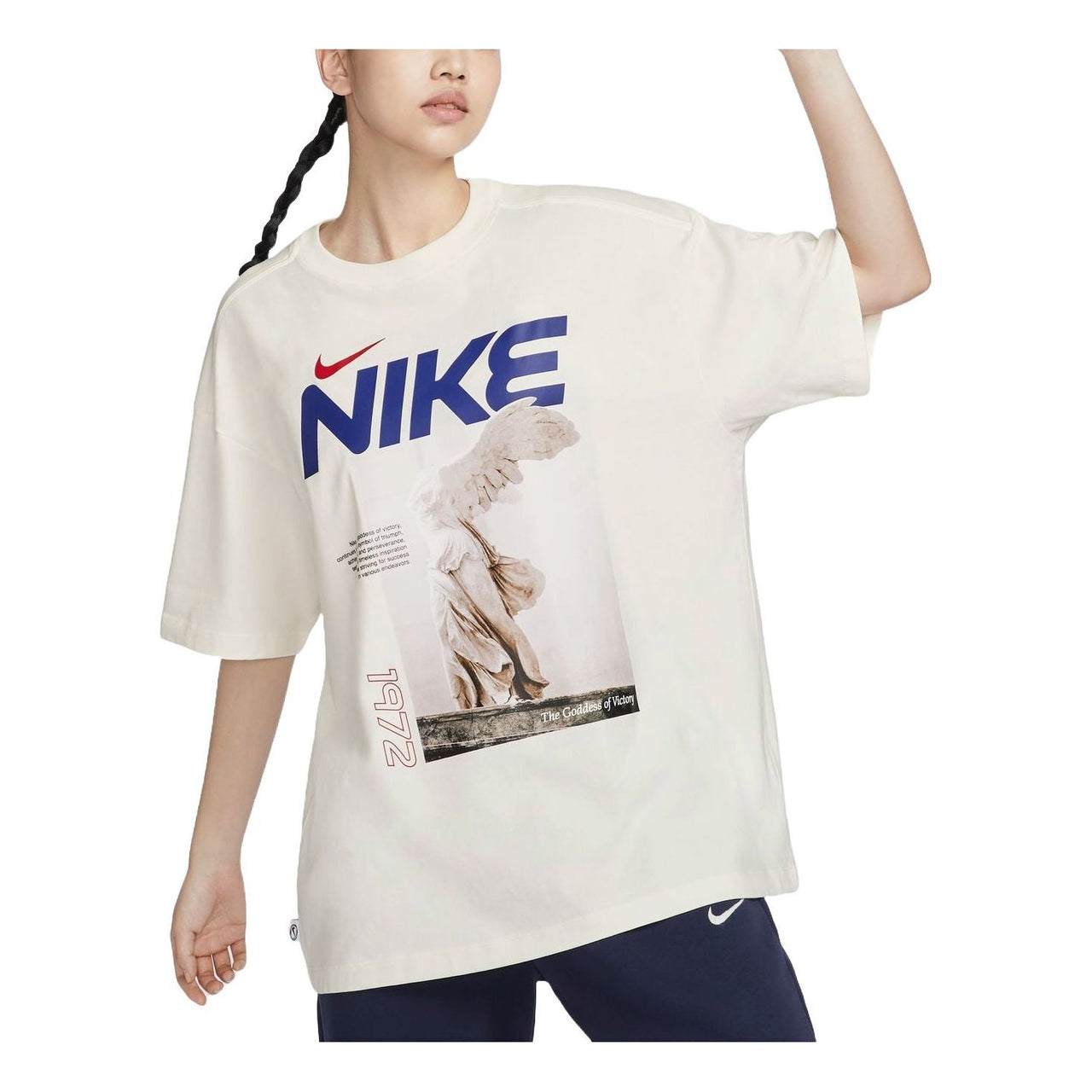 (WMNS) Nike Sportswear Graphic Oversized T-shirt Asia Sizing 'Sail' HF6292-133
