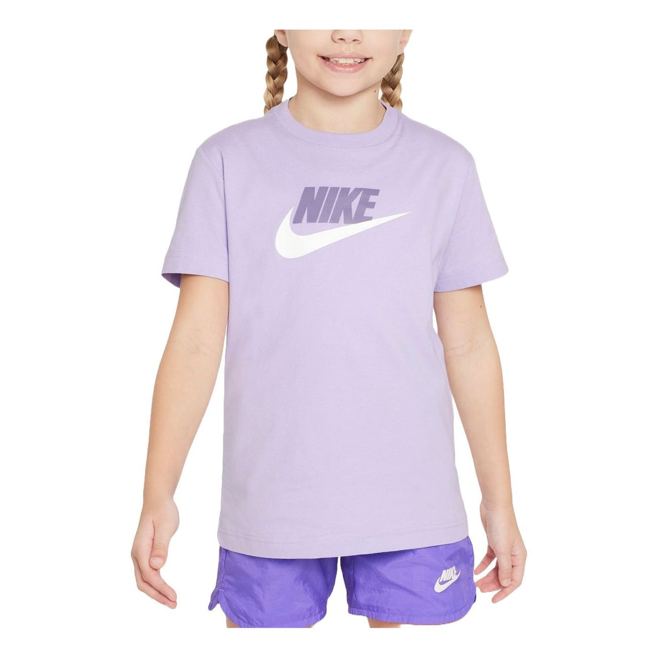 (GS) Nike Sportswear Big Swoosh Graphic T-Shirt 'Purple White' FD0928-515