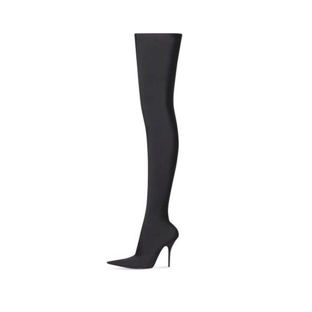 (WMNS) Balenciaga Knife 110mm Over The Knee Boots 'Black Matte Spandex' 719816W2ES01000