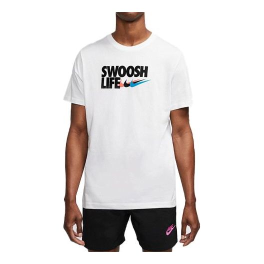 Nike Printing Alphabet Knit Sports Round Neck Short Sleeve White DD9160-100