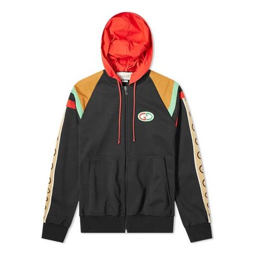 Gucci Vintage Side Logo Patchwork Striped GG-Buckle Hooded Jacket For Men Multi-color 625338-XJCNQ-1082