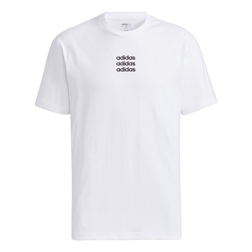 adidas neo M Ce C+ Tee Casual Sports Round Neck Short Sleeve White GP4889